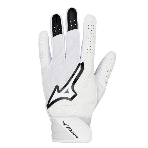 Vist Large View of Product Image Which is New Mizuno FINCH BB/SB Batting Gloves White/Black LG