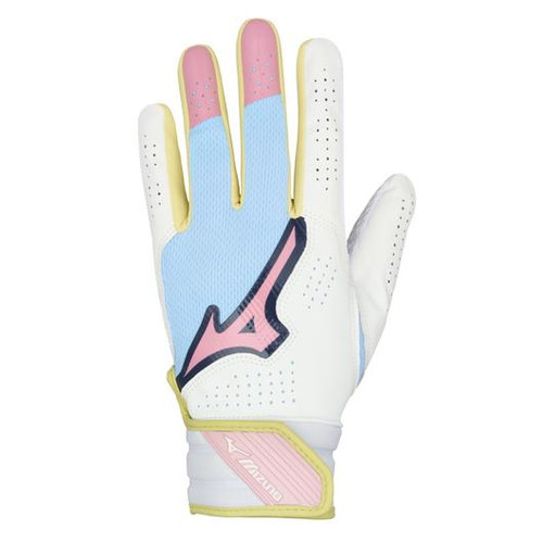Vist Large View of Product Image Which is New Mizuno FINCH BB/SB Batting Gloves Purple/Yellow LG
