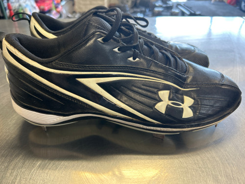 Vist Large View of Product Image Which is Used Under Armour METAL BB/SB Cleats Black Senior 11.5