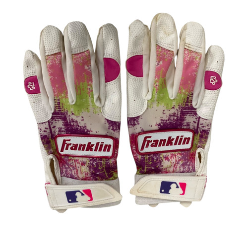 Vist Large View of Product Image Which is Used Franklin BB/SB Batting Gloves White MD