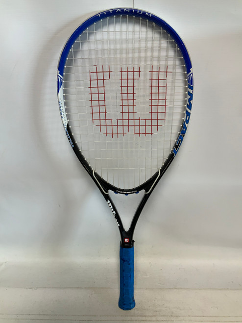 Used Wilson IMPACT Adult Tennis Racquet Royal Blue 4 3/8" 11823-S000033281 Vist Large View of Product Image Which is Used Wilson IMPACT Adult Tennis Racquet Royal Blue 4 3/8"