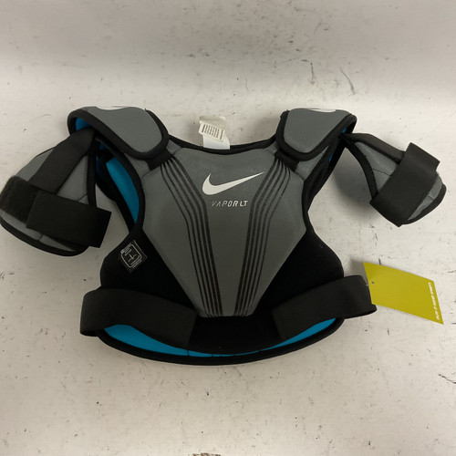 Vist Large View of Product Image Which is Used Nike VAPOR LT Lacrosse Shoulder Pads Black And Sky Blue SM