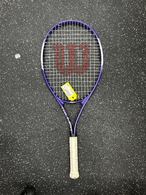 Vist Large View of Product Image Which is Used Wilson TRIUMPH Adult Tennis Racquet Purple 4 1/4"