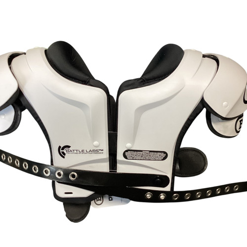 Used Battle Sports DEFENDER FB Shoulder Pads White MD 11479-S000400815 Vist Large View of Product Image Which is Used Battle Sports DEFENDER FB Shoulder Pads White MD