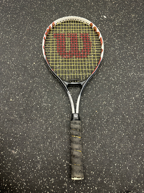 Vist Large View of Product Image Which is Used Wilson IMPACT Adult Tennis Racquet White 4 3/8"