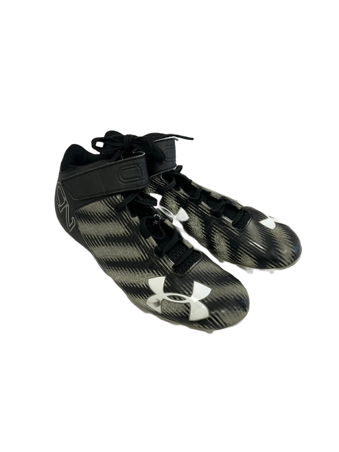 Vist Large View of Product Image Which is Used Under Armour C1N Mens 10.5 FB Cleats Black And Silver  