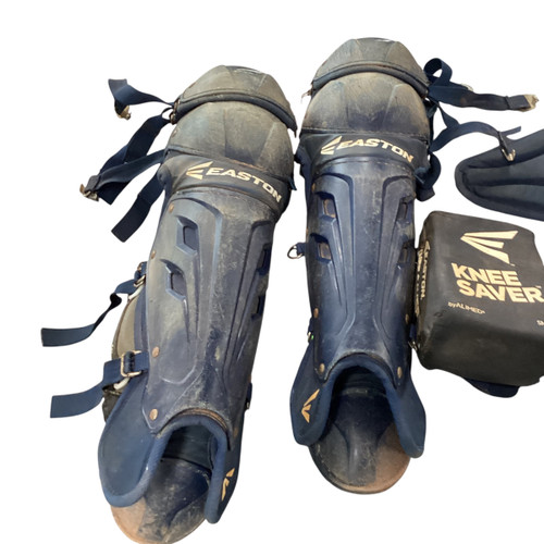 Used Easton INTERMEDIATE 12-15 Catchers Leg Guards Navy Blue Intermed 11479-S000400875 Vist Large View of Product Image Which is Used Easton INTERMEDIATE 12-15 Catchers Leg Guards Navy Blue Intermed
