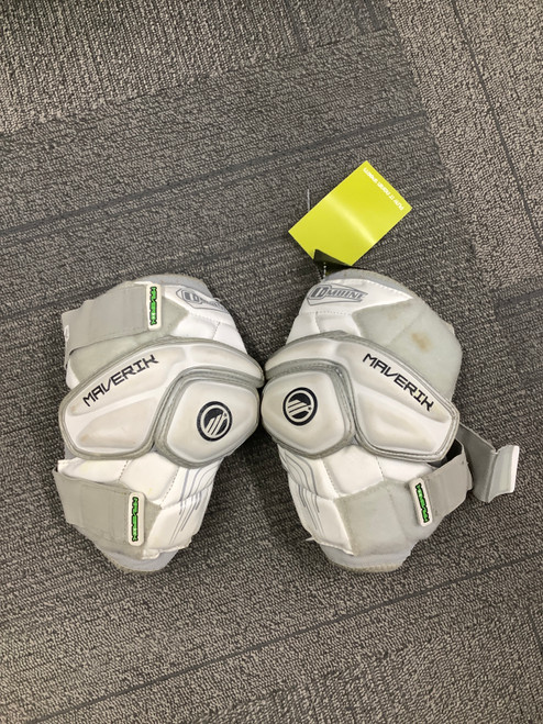 Vist Large View of Product Image Which is Used Maverik GREY Lacrosse Arm Pads/Guards White LG