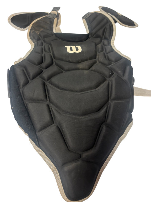 Vist Large View of Product Image Which is Used Wilson JEZ EZ Gear Youth Baseball Catchers Chest Protector Black