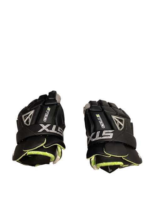 Vist Large View of Product Image Which is Used STX CELL V Lacrosse Gloves Junior Black LG