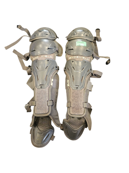 Used Evoshield SHINGUARDS Catchers Leg Guards Grey Adult 11850-S000021170 Vist Large View of Product Image Which is Used Evoshield SHINGUARDS Catchers Leg Guards Grey Adult