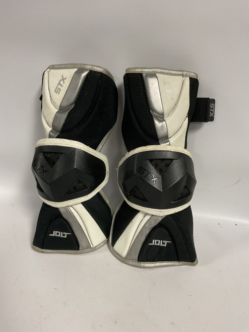 Vist Large View of Product Image Which is Used STX JOLT Lacrosse Arm Pads/Guards Black LG