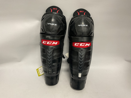 Vist Large View of Product Image Which is Used CCM RBZ Junior Shin Guards Black 12"