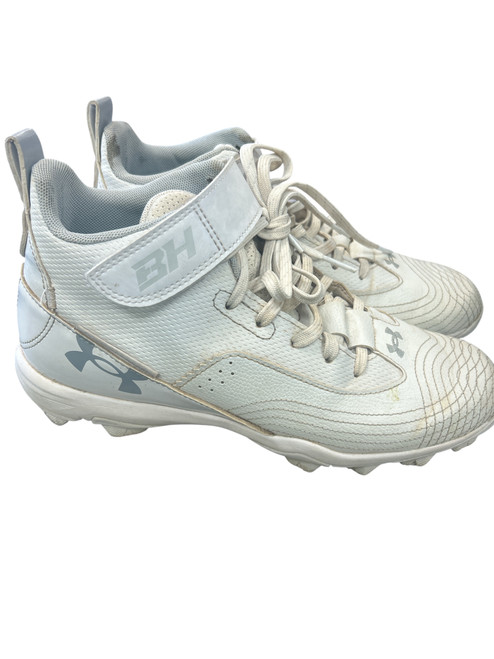 Vist Large View of Product Image Which is Used Under Armour 4212803084 WHT/SLIVER CLEAT BB/SB Cleats White Senior 7.5