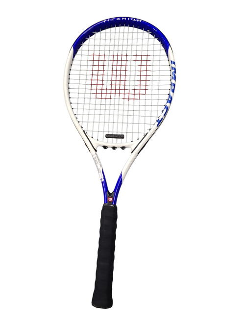Vist Large View of Product Image Which is Used Wilson IMPACT Adult Tennis Racquet White 4 1/2"