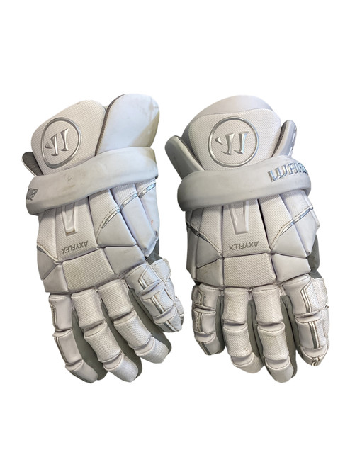 Vist Large View of Product Image Which is Used Warrior EVO QX Lacrosse Gloves Mens White MD
