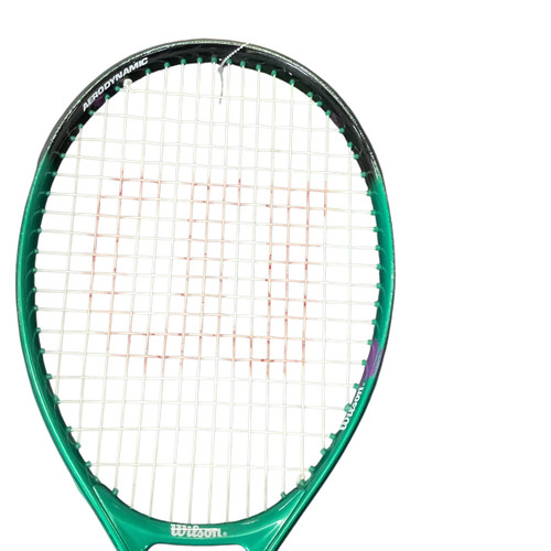 Vist Large View of Product Image Which is Used Wilson SUPER HI BEAM Adult Tennis Racquet Green 4 1/4"