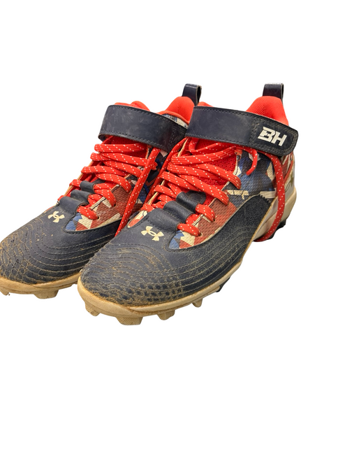 Vist Large View of Product Image Which is Used Under Armour BH BB/SB Cleats White/Royal/Red Junior 04