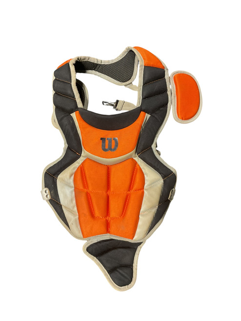 Vist Large View of Product Image Which is Used Wilson CHEST PROTECTOR Catchers Chest Protector Orange Adult
