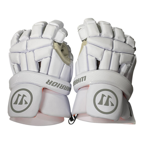 Vist Large View of Product Image Which is Used Warrior BURN Lacrosse Gloves Mens White LG