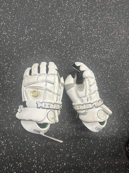 Vist Large View of Product Image Which is Used Maverik M3 GOAL LAX Goalie Gloves M White 12"