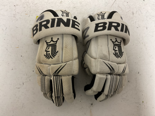 Vist Large View of Product Image Which is Used Brine YTH Lacrosse Gloves Junior White And Black 9"