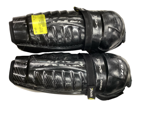 Vist Large View of Product Image Which is Used CCM TACKS 9550 Junior Shin Guards Black 11"