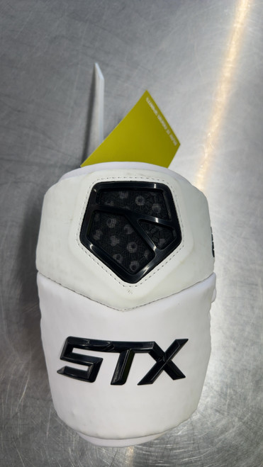 Vist Large View of Product Image Which is Used STX CELL IV Lacrosse Arm Pads/Guards White LG