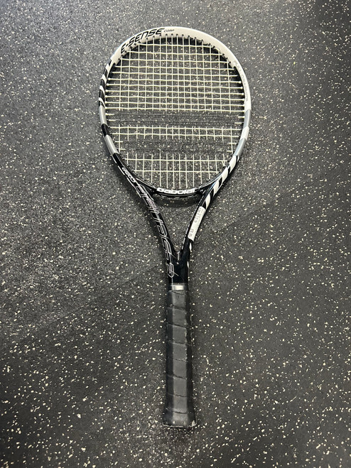 Vist Large View of Product Image Which is Used Babolat E SENSE COMP Adult Tennis Racquet Black 4 1/2"