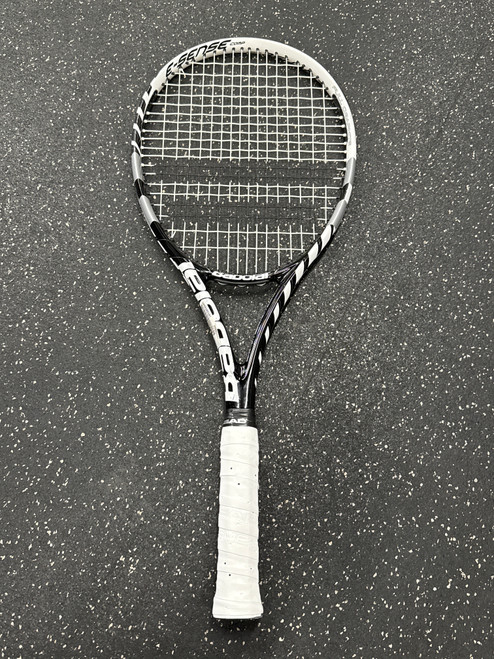 Vist Large View of Product Image Which is Used Babolat E SENSE COMP Adult Tennis Racquet Black 4 1/2"