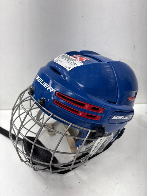 Vist Large View of Product Image Which is Used Bauer RE-AKT 75 Helmet Cage Combo Royal Blue SM