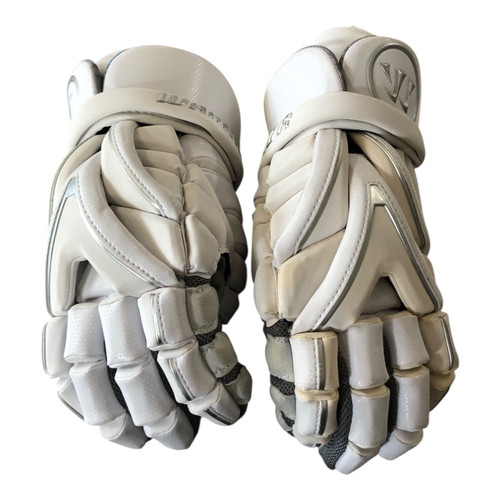 Vist Large View of Product Image Which is Used Warrior EVO Lacrosse Gloves Mens White 15"