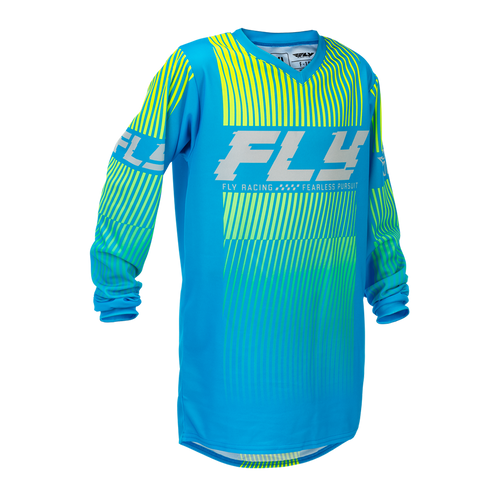 New Fly Racing F-16 Youth Motocross Jersey Blue/Hi-Vis- Youth LG 11218-441379-223YL Vist Large View of Product Image Which is New Fly Racing F-16 Youth Motocross Jersey Blue/Hi-Vis- Youth LG