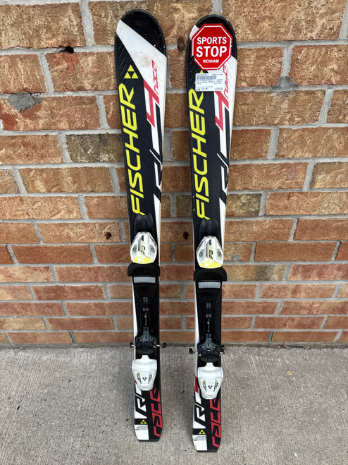 Vist Large View of Product Image Which is Used Fischer RACE 4 Boys DH Ski/Binding Black And Yellow 110 cm