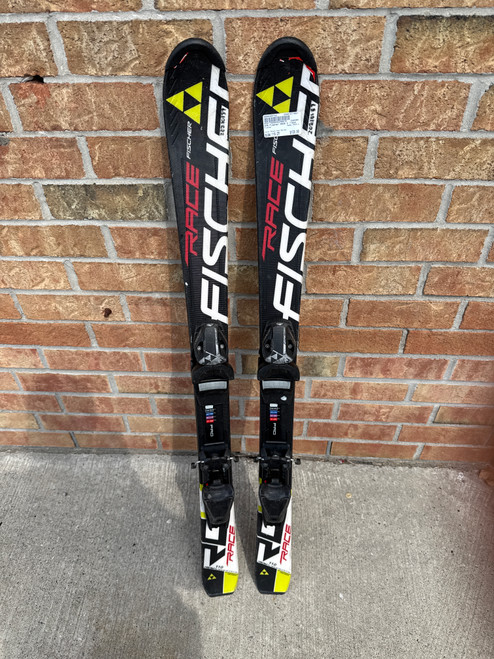 Vist Large View of Product Image Which is Used Fischer RACE 4 Boys DH Ski/Binding Black And Yellow 110 cm