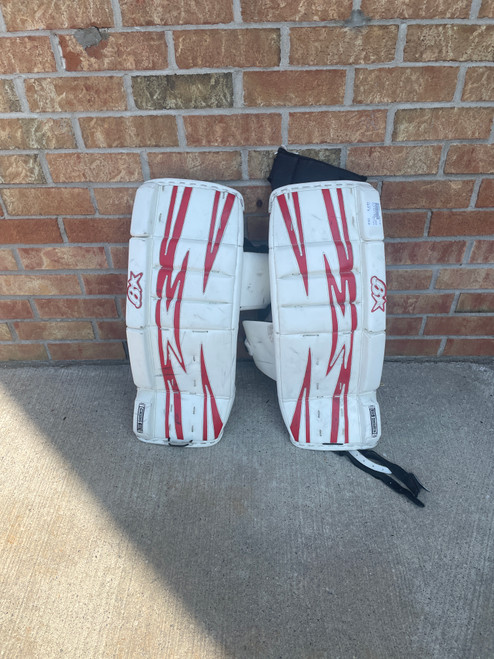 Vist Large View of Product Image Which is Used Brians S SERIES Goalie Leg Pads Junior White 27"