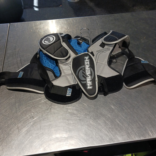 Vist Large View of Product Image Which is Used Maverik CHARGER Lacrosse Shoulder Pads Black LG
