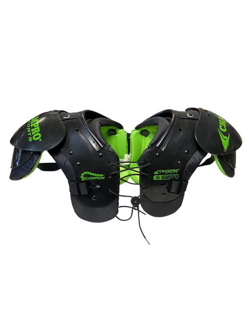 Vist Large View of Product Image Which is Used Champro SCORPION FB Shoulder Pads Black SM