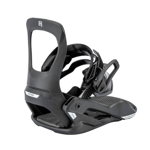Vist Large View of Product Image Which is New Nitro Charger Micro 2026 Kids Snowboard Bindings Black- Size XS