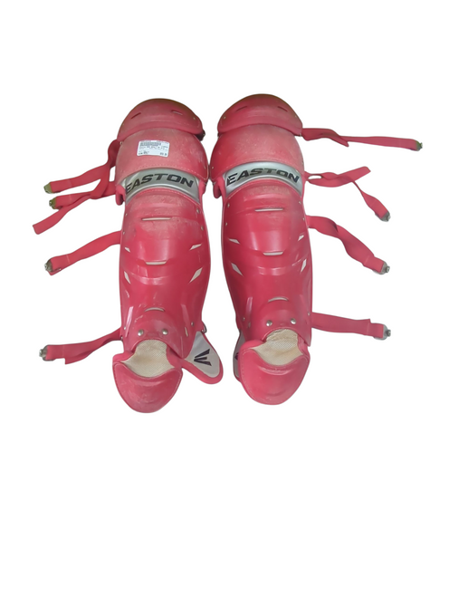 Vist Large View of Product Image Which is Used Easton RED ADULT FP 3/3 Catchers Leg Guards Red Adult