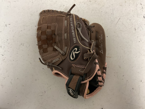 Vist Large View of Product Image Which is Used Rawlings FP11T RH Throw Fastpitch Gloves Brown 11"