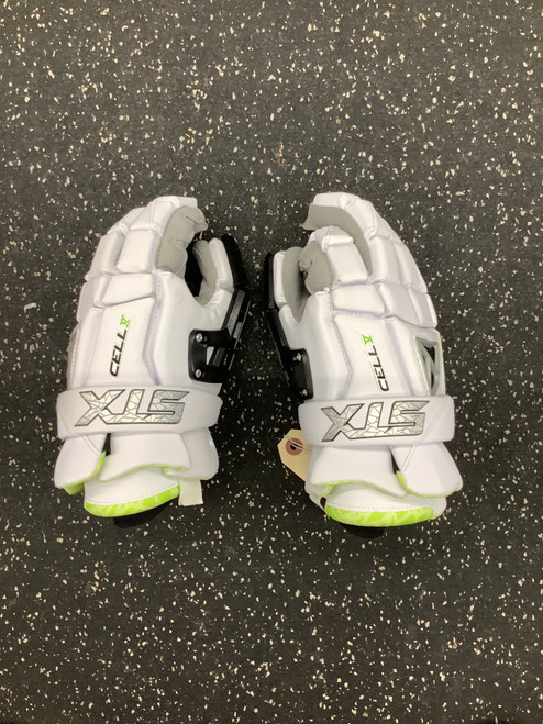 Vist Large View of Product Image Which is Used STX CELL V LAX Goalie Gloves M White LG
