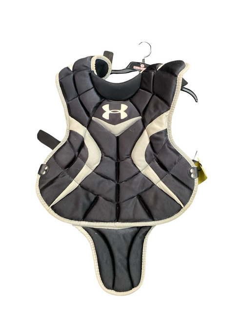 Vist Large View of Product Image Which is Used Under Armour BLK/GRY JR CP Catchers Chest Protector Black And Grey Junior