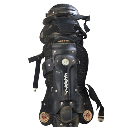 Vist Large View of Product Image Which is Used Schutt ADULT SHIN GUARDS Catchers Leg Guards Black Intermed