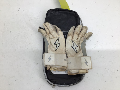 Vist Large View of Product Image Which is Used BRUCE BOLT PATRIOT YTH MD BATTING GLOVE BB/SB Batting Gloves White MD