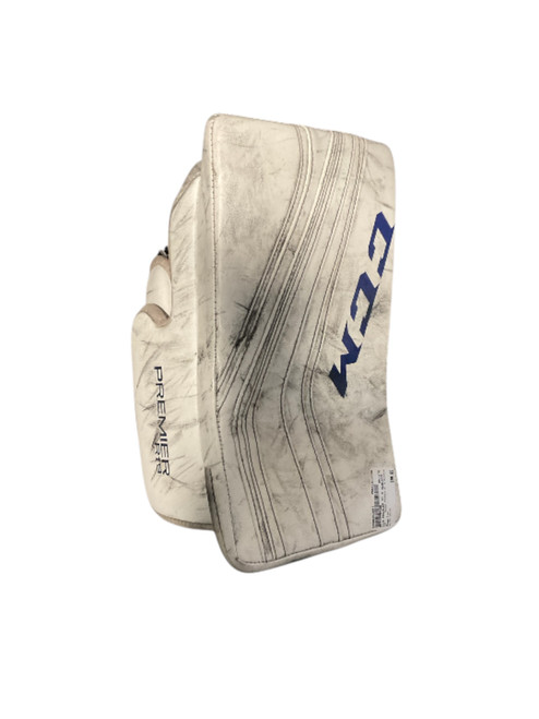 Vist Large View of Product Image Which is Used CCM PREMIER R1.9 BLOCKER Senior Goalie Blocker White