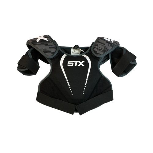 Vist Large View of Product Image Which is Used STX Lacrosse Shoulder Pads Black SM