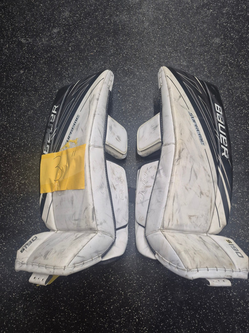 Vist Large View of Product Image Which is Used Bauer SUPREME S190 Goalie Leg Pads Inter White 31"