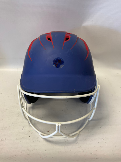 Vist Large View of Product Image Which is Used BoomBah BBH2SP-SR Batting Helmet w/Mask Navy Blue And Red L/XL