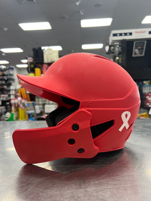 Vist Large View of Product Image Which is Used Champro HXJJG W/ CHINGUARD Batting Helmet No Mask Red MD